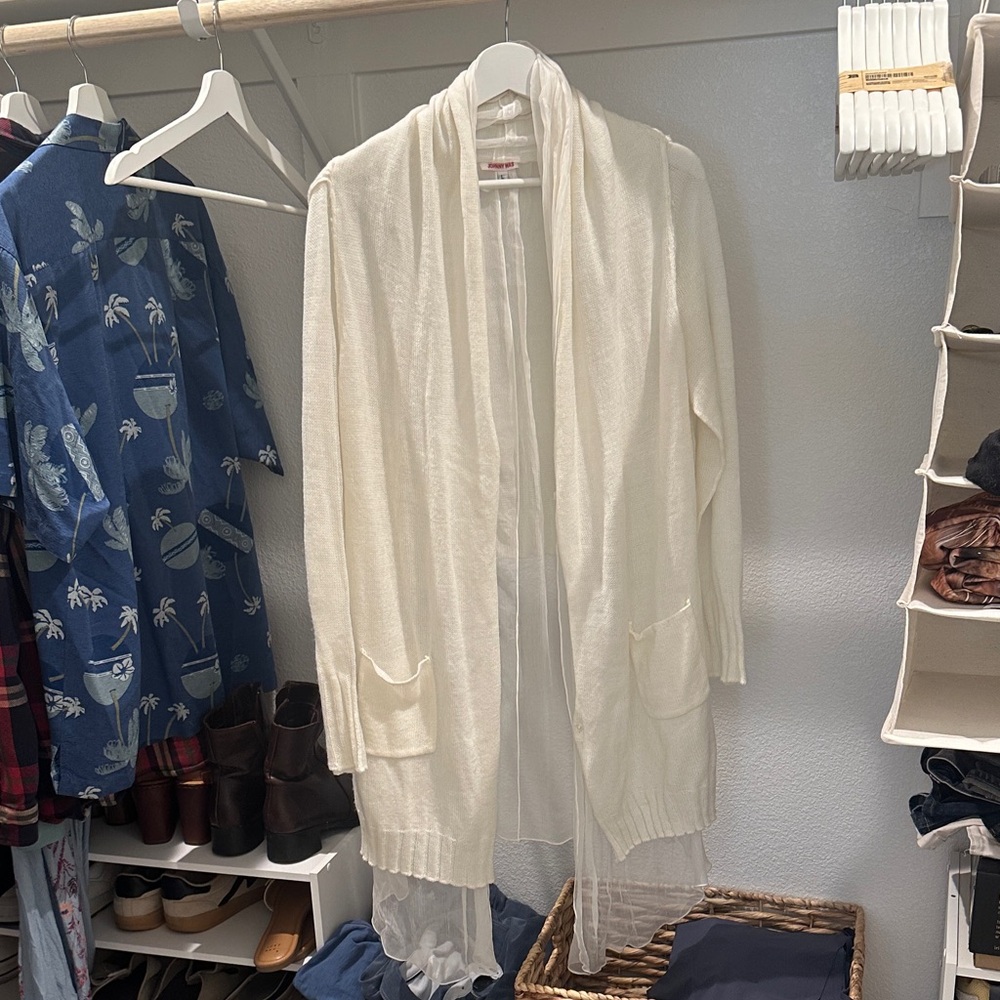 JOHNNY WAS Rare Silk Cardigan With Removable Liner size L